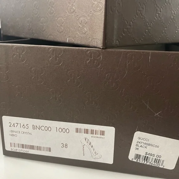 Vintage Gucci Patent Leather Pumps Black Vernice Crystal Nero - Size 9 Authentic - Picture 6 of 16